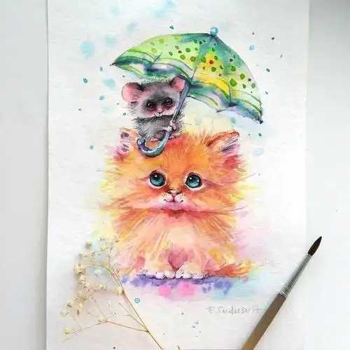 一组萌萌的水彩小动物 | genechka_djogan