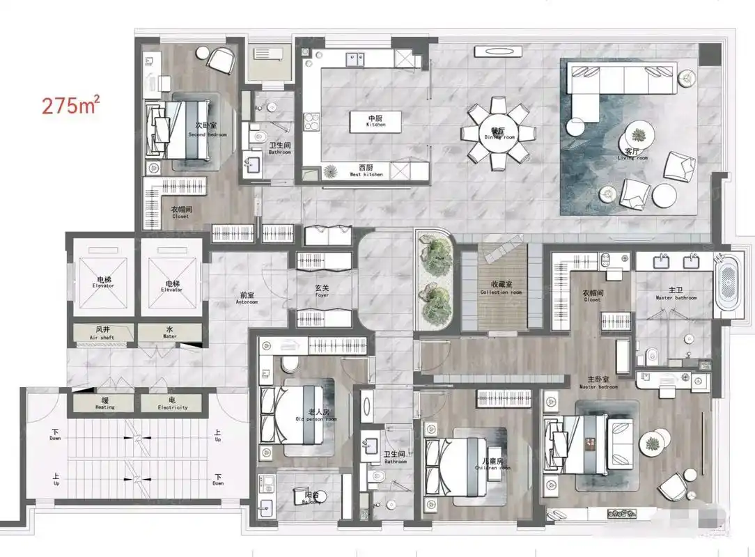 华丽的276平米的顶级豪宅!客厅直接颠覆了所有人的想象!