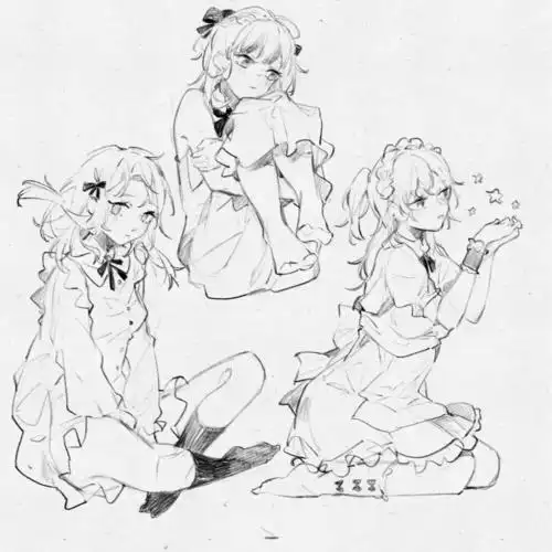 【素材】人物动态姿势线稿参考