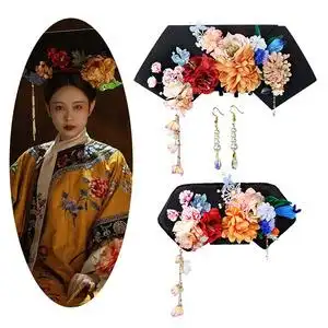 古风清宫故宫亲子摄影皇后格格妃子假发绒花配饰清朝大拉翅旗头