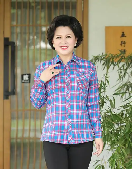 思湄女士衬衫新款 多色衬衫中老年女夏装秋装长袖薄款外套妈妈装大码