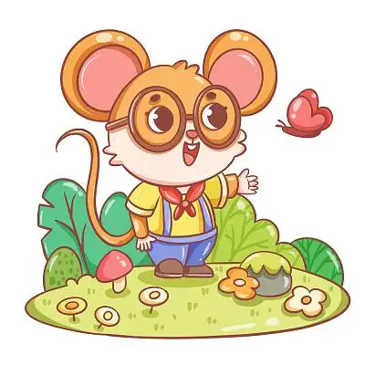 卡通可爱拟人化十二生肖之鼠插画素材png