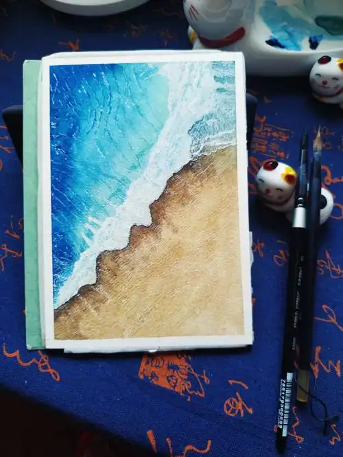 临摹同一幅水彩活动之大海