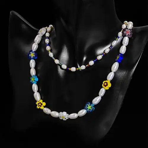 珍珠项链女夏小众设计波西米亚糖果串珠锁骨链泫项链