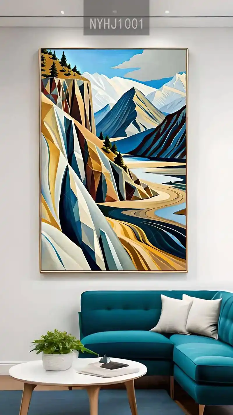 现代抽象山水靓丽风景装饰画高清图片素材图库大全 #抽象山水画 - 抖