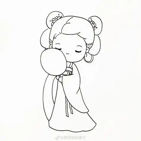 画女孩古代人儿童简笔画