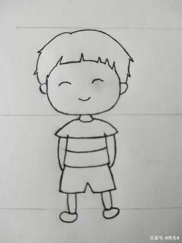 幼儿自画像简笔画男孩全身
