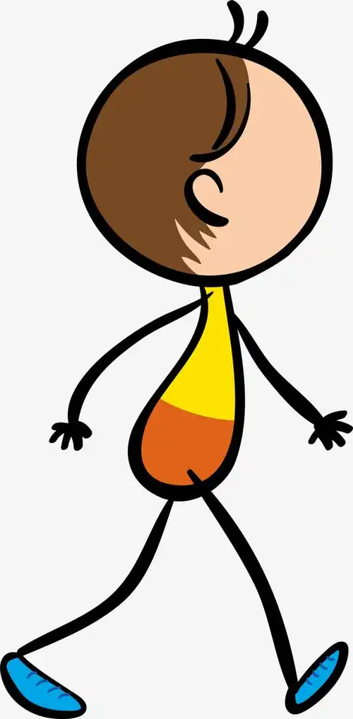 悠闲走路的卡通小人素材免费下载_觅元素