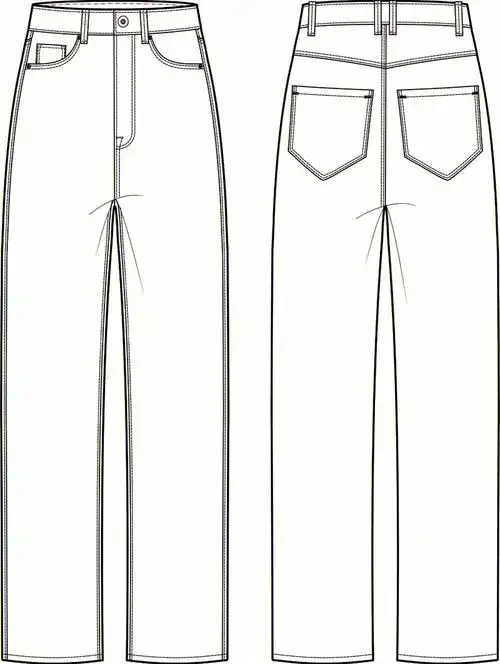 款式图正反面素材长裤篇