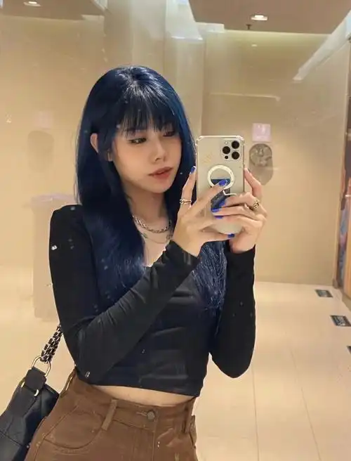 原生发不用漂的蓝黑# 显白#客照