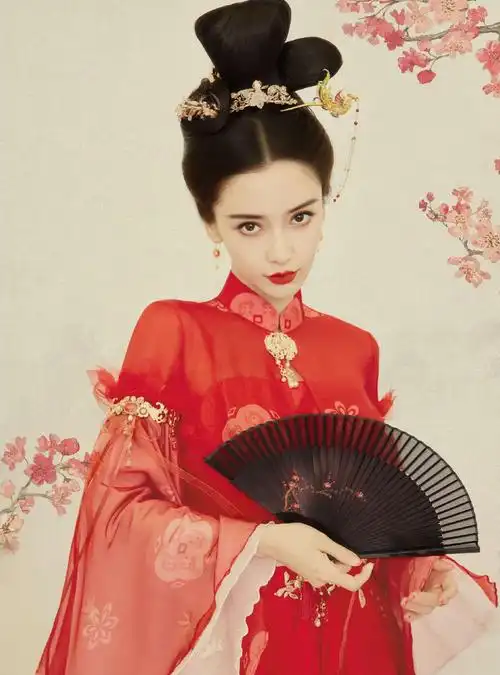 angelababy红衣惊艳古装造型照片杨颖金簪红衣造型美吗