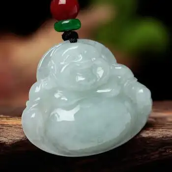 翡翠吊坠弥勒佛玉坠大肚佛公玉女款缅甸a货玉石玉器项链绳挂件 玉佛