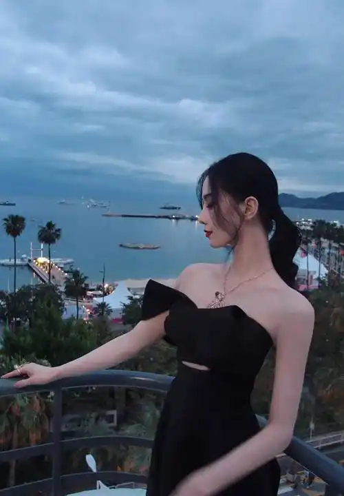 刘诗诗戛纳首秀,黑色抹身材裙大秀天鹅颈,尽显东方古典气质_动作_画面