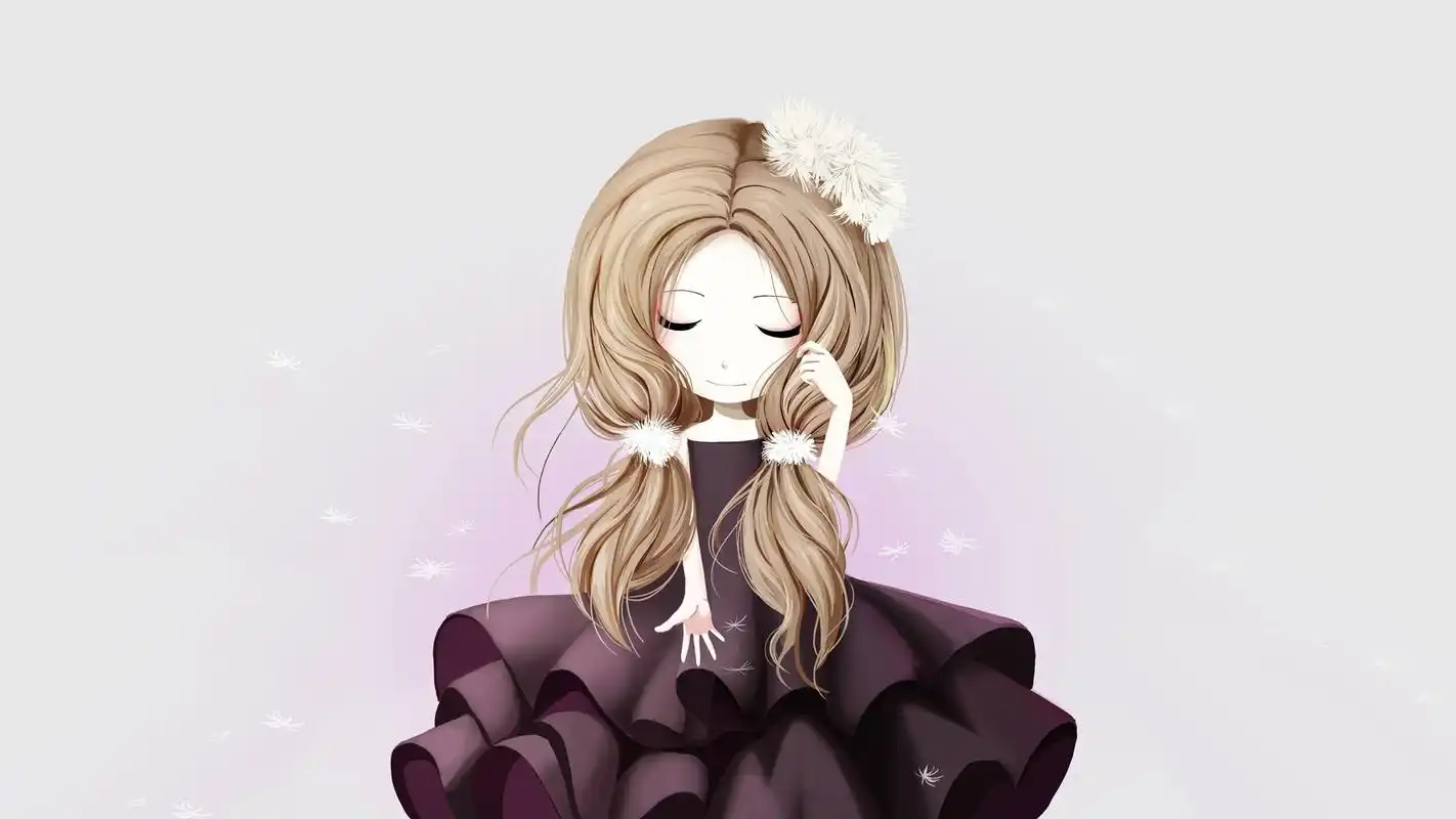 花花姑娘可爱卡通电脑桌面壁纸