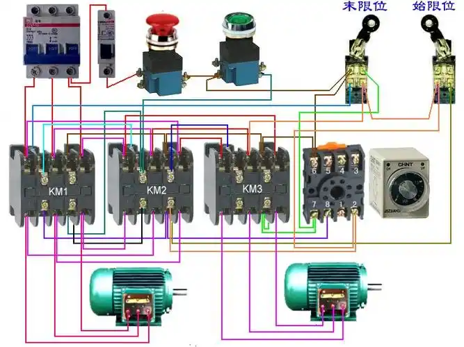 求两个三相电机 接线方法图?