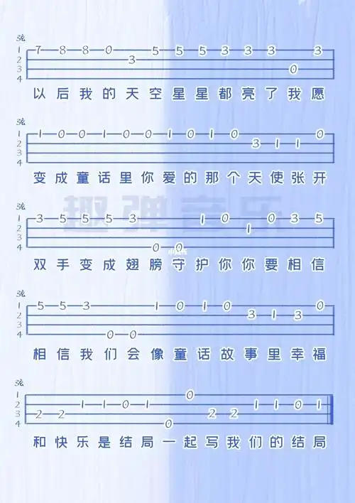 童话尤克里里指弹谱新手必学简单