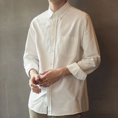 索涉(suoshe)高个子男装190 加长男生白衬衫夏季白色男衬衫长袖2023