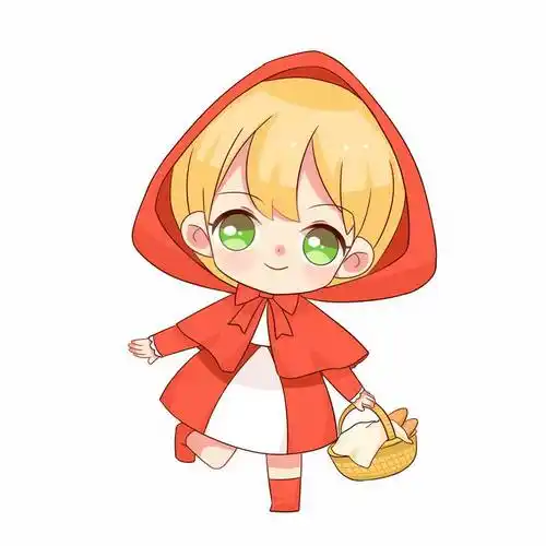 拎着篮子快乐的小红帽卡通小女孩童话人物插画1943786图片免抠素材