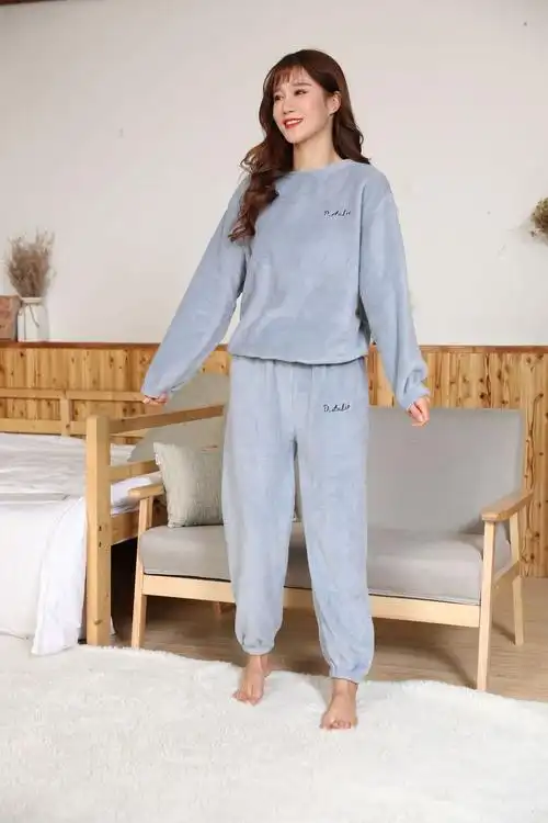 仙女暖暖裤套装家居裤 秋冬款韩版家居服休闲百搭睡衣女 加厚长裤