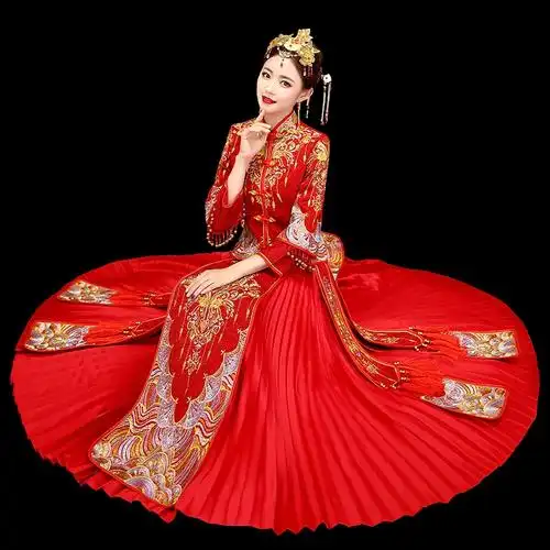 结婚中式 新娘礼服女出阁服敬酒服绣和服禾服秀禾女 秀禾服2020新款 -