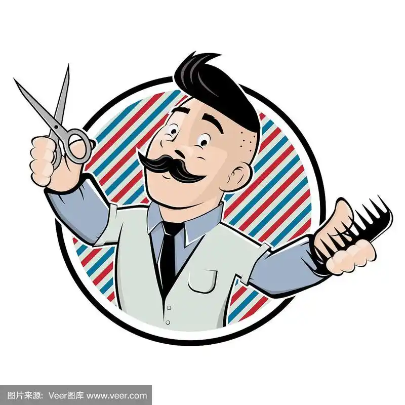 滑稽的卡通风格的理发店招牌