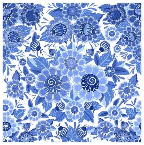 深蓝色花纹无缝背景图