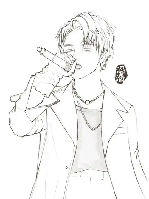 男生线稿练习檀健次03