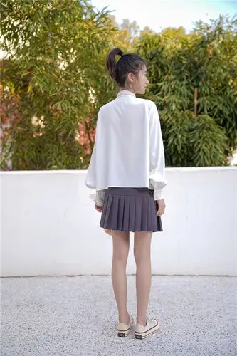 9527#实拍/2021年春季新款 设计感白色显瘦轻熟风袖衬衫女