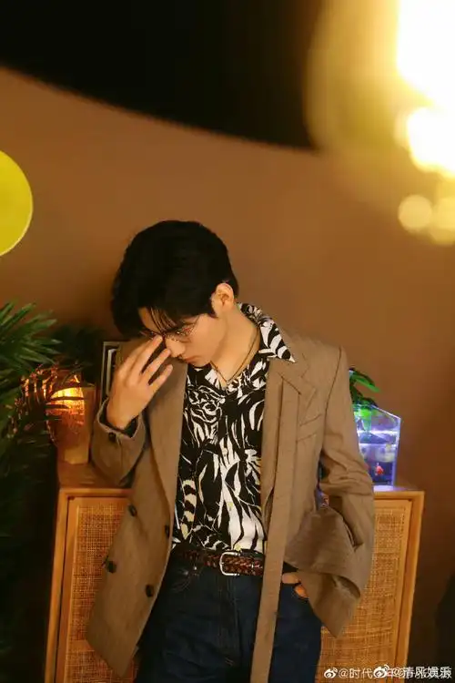 张真源棕色条纹西服