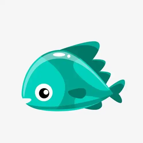 矢量卡通手绘可爱绿色小鱼免抠图