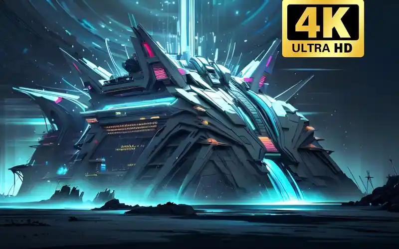 【赛博朋克】4k史诗级大型科幻霓虹疯建筑场景之六,ai绘画设计