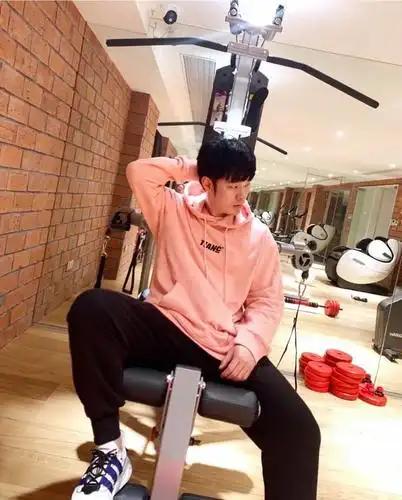 组图:陈赫绿洲晒九宫格健身帅照 穿粉卫衣挤眉弄眼表情逗趣