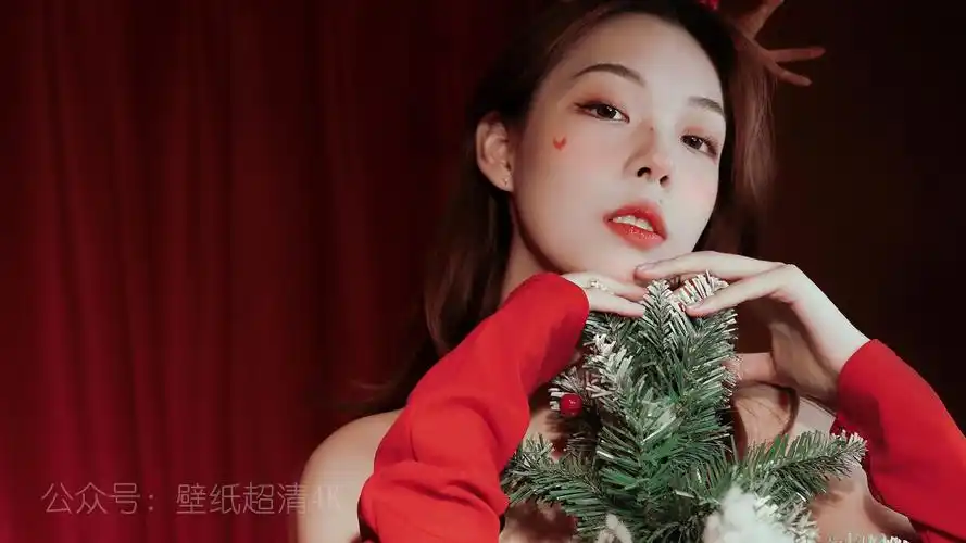 漂亮女孩驯鹿装扮壁纸