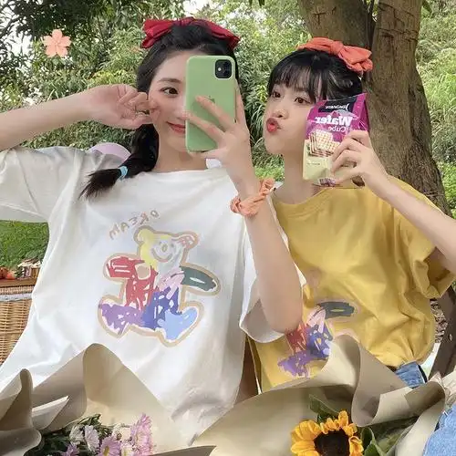 姊妹装夏天t恤闺蜜装宿舍服装女短袖上衣三人四人闺密款姐妹多人忧容