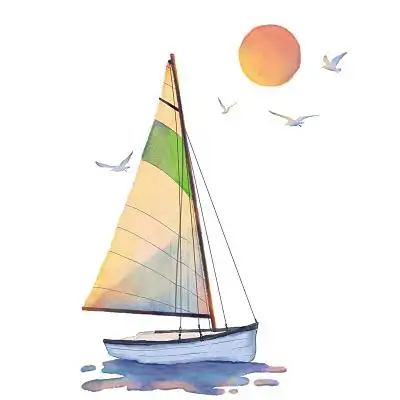 手绘母婴用品蓝色水彩卡通婴儿卡通画插画水彩简约学校开学典礼新学期