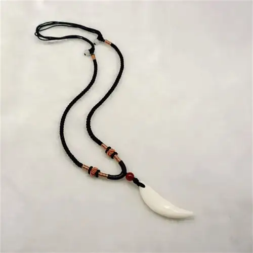 黑狗牙吊坠项链 真藏獒牙护身符齿挂件狼牙形男女压惊饰品本命年