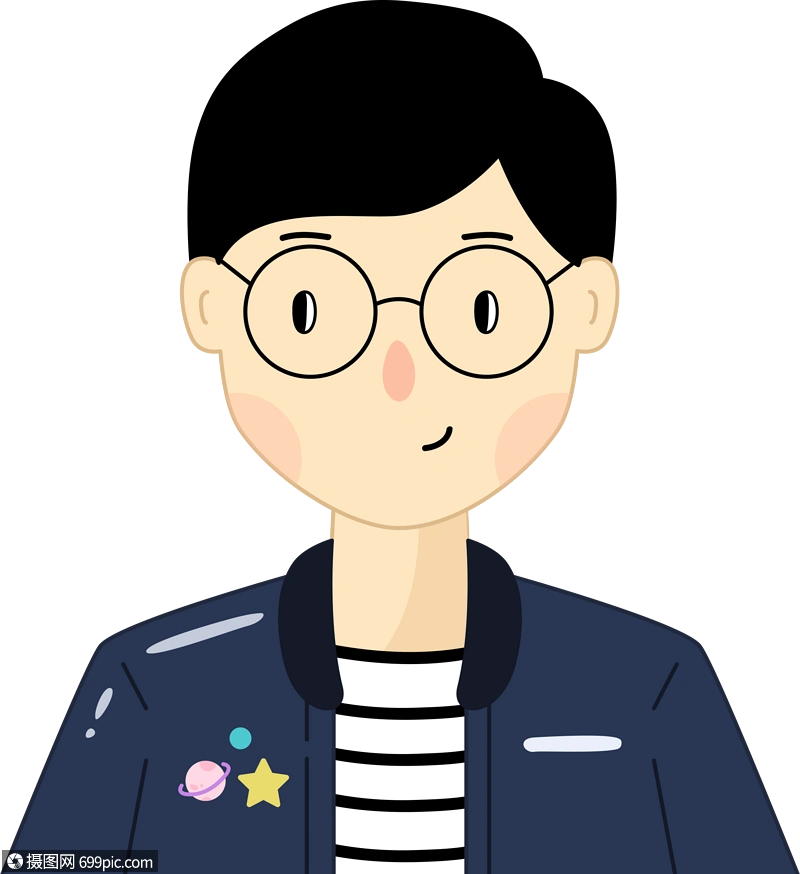戴眼镜的男孩学霸卡通人物