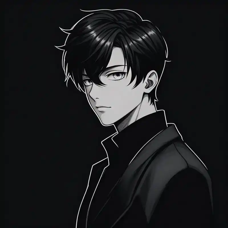 动漫男生侧颜杀97 探索动漫男生的独特魅力,这组黑白风格的侧脸头像