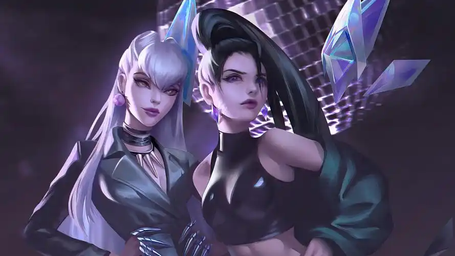 高清的kda,all,out,同人,阿卡丽,伊芙琳lol英雄联盟4k壁纸免费下载