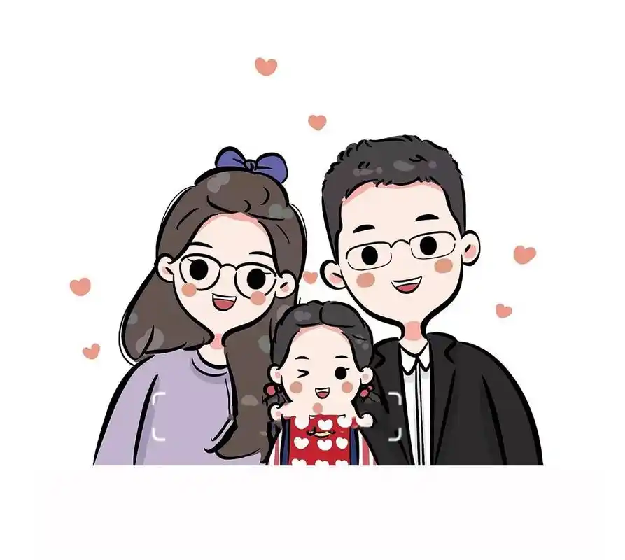 卡通全家福手绘头像,幸福可爱一家三口 可可爱爱幸福美满一家人98