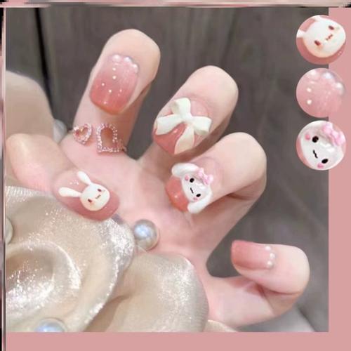 儿童穿戴甲片5岁8岁女童成品短款小孩子手作工可爱美甲网红爆款