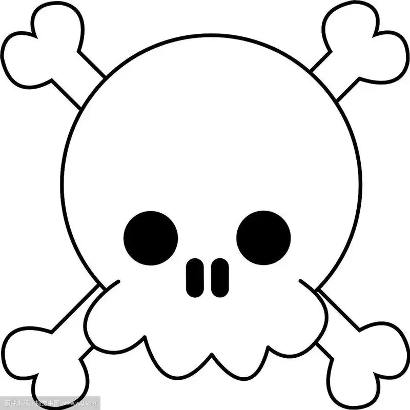 骷髅头和骨头卡哇伊卡通黑白