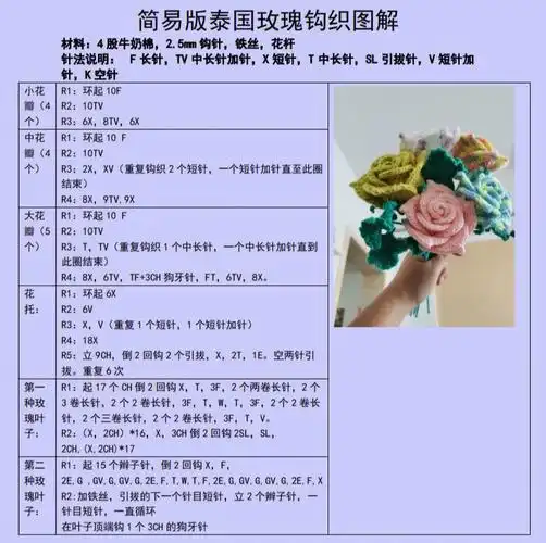 泰国玫瑰花钩织  #钩针泰国玫瑰  #泰国玫瑰花钩织图解  减配版泰国