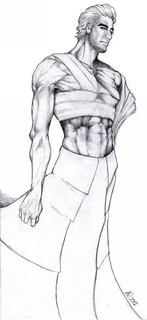 素描帅气腹肌男简笔画