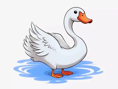 卡通白鹅站在水里池塘家禽农场动物童话故事可爱插画绘本