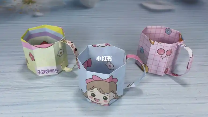 折纸杯子一张纸就能这出来漂亮又简单的手