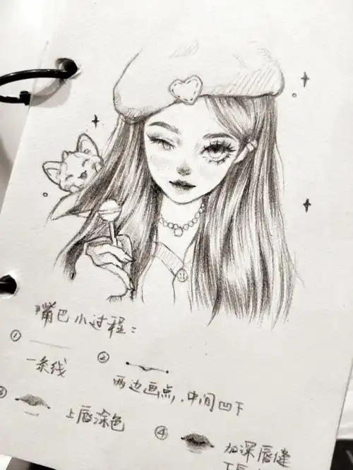 手绘可爱女孩附78超简单嘴巴过程
