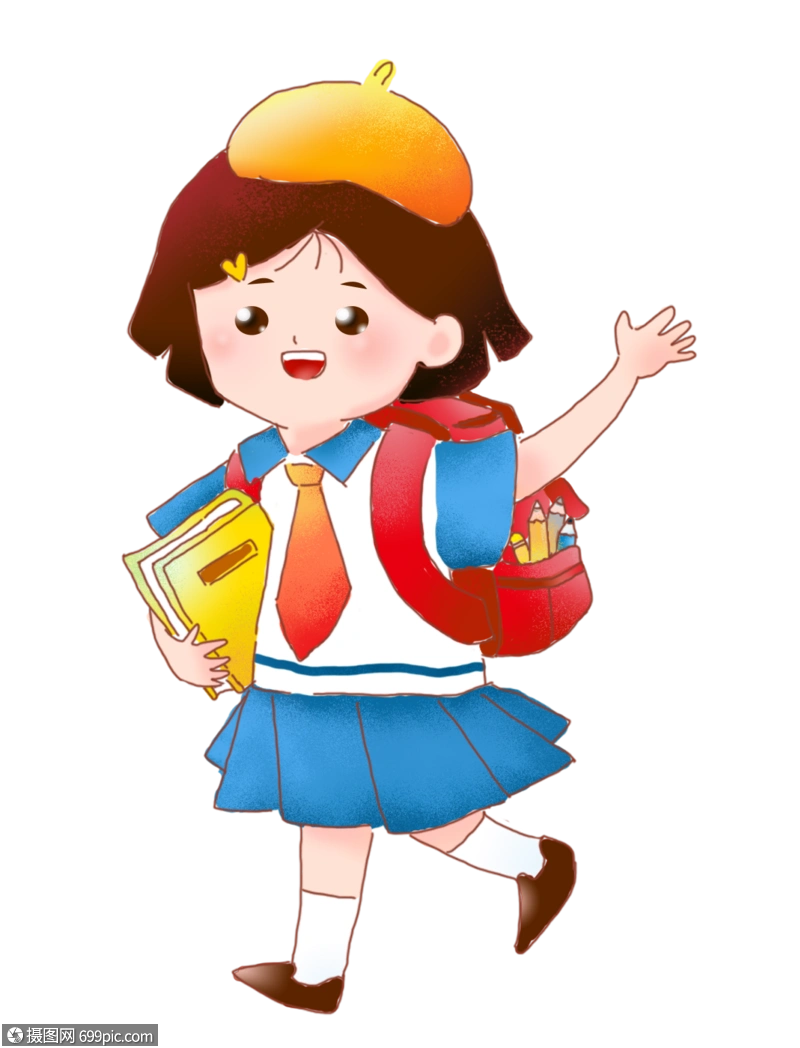 手绘小学生女孩儿童可爱