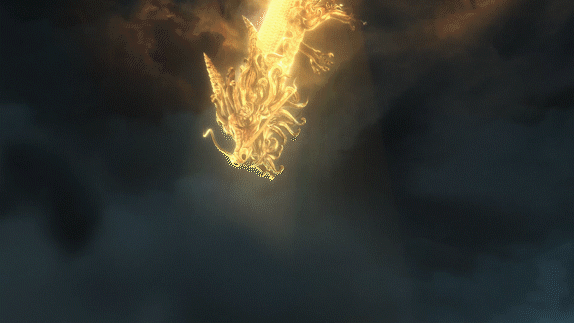 二维的云层和三维龙结合