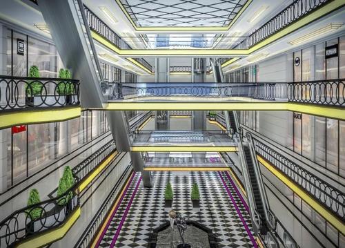 商场设计效果图 时尚广场商场大堂商业内街模型商业内街商业店铺